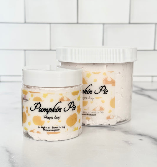 whipped soap scented like a slice of pumpkin pie topped with whipped cream