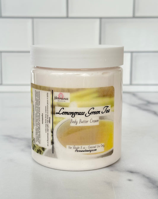 body butter fragranced with a blend of lemongrass and green tea notes